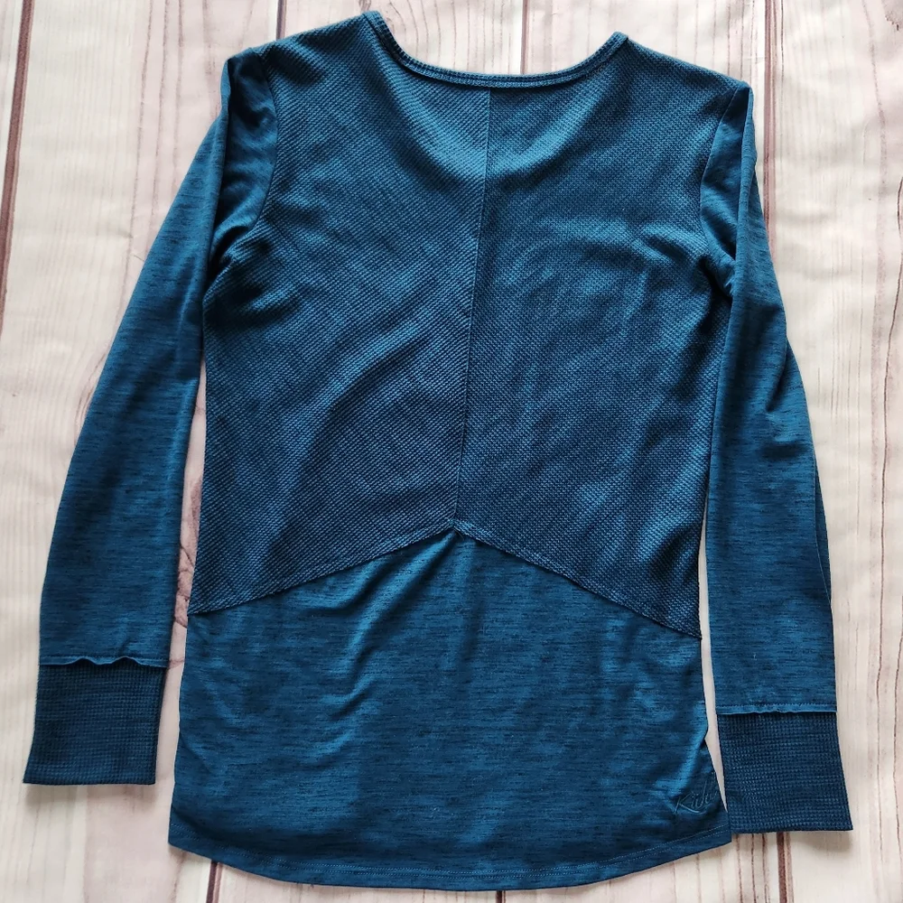 **SOLD** Kuhl "Svenna" Waffle Knit Henley Long Sleeve Shirt Teal Blue | Size S - Picture 5 of 12